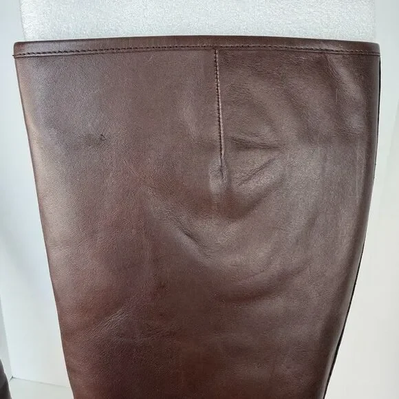 Lauren Ralph Lauren Marion Burnished Leather Riding Boots, Brown, 9.5B Wide Calf - Picture 11 of 16